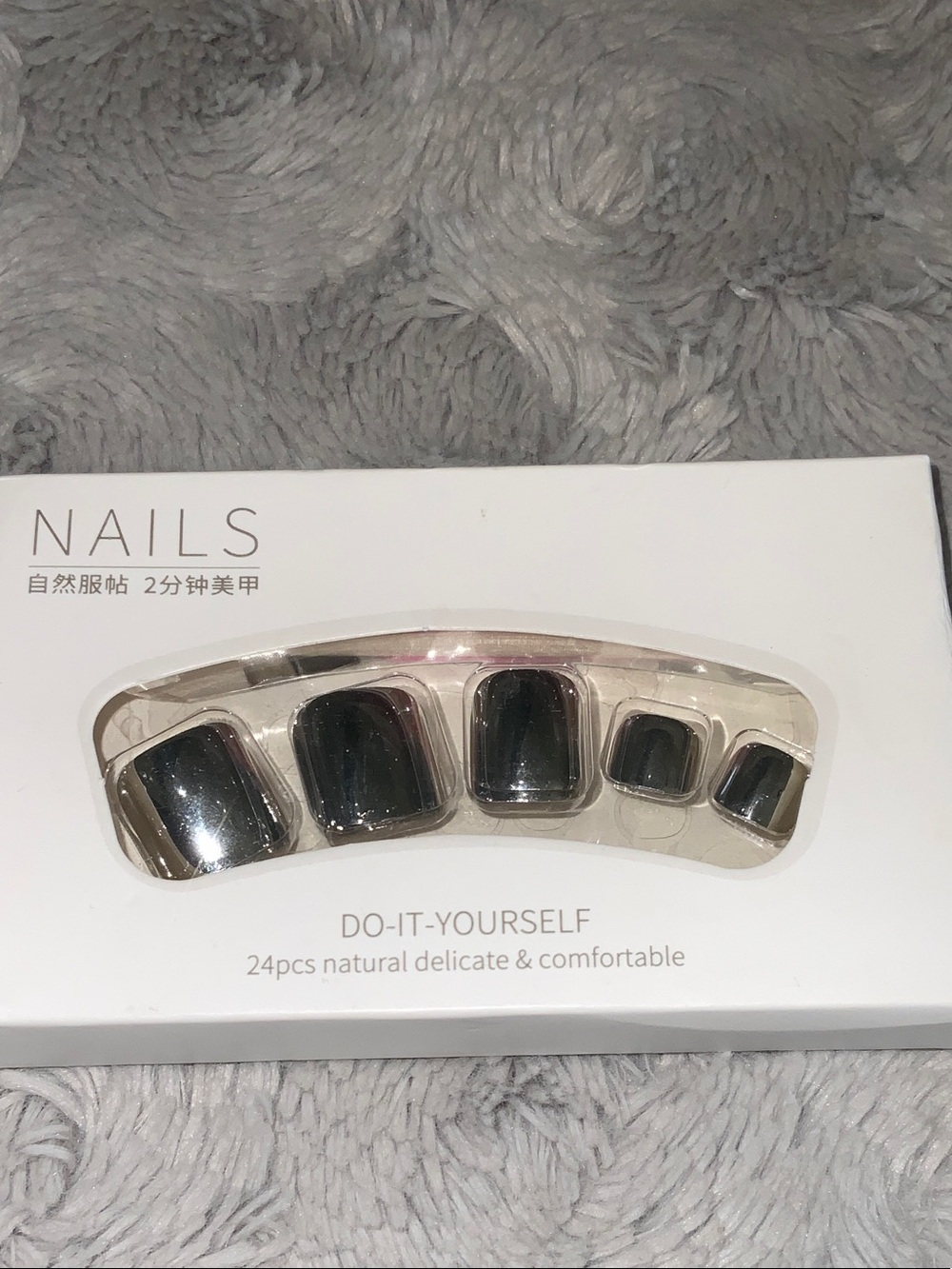 🌟Add-on Glossy Silver Press-On Toenail Set